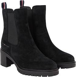 Tommy Hilfiger Damen Essentielle Halbschuh aus Wildleder Mittelhoher Stiefel, Schwarz, 41 EU von Tommy Hilfiger