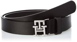 Tommy Hilfiger Damen Gürtel TH Logo 2.5 Ledergürtel, Schwarz (Black), 80 von Tommy Hilfiger