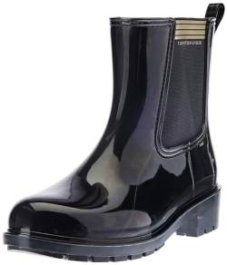 Tommy Hilfiger Damen Gummistiefel Essential Tommy Rainboot mit Blockabsatz, Schwarz (Black), 37 EU von Tommy Hilfiger