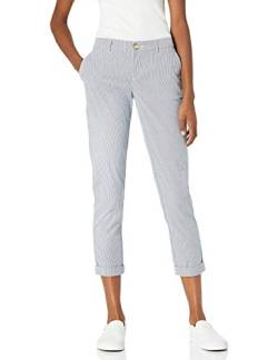 Tommy Hilfiger Damen Hampton Chino Pants-Leichte Frauen mit entspannter Passform Hose, Blau/Weiß, 48 von Tommy Hilfiger