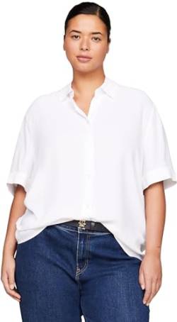 Tommy Hilfiger Damen Hemd Essential Fluid Shirt Kurzarm, Weiß (Th Optic White), 46 von Tommy Hilfiger