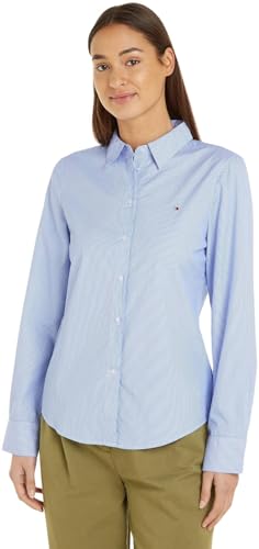 Tommy Hilfiger Damen Hemd Essential Regular Shirt Langarm, Blau (Blue Spell Ithaca Stp), 36 von Tommy Hilfiger