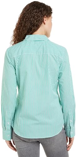 Tommy Hilfiger Damen Hemd Essential Stp Regular Shirt Freizeithemd, Grün (Ithaka Stp/ Olympic Green), 38 von Tommy Hilfiger