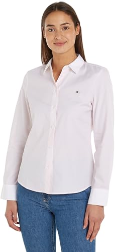 Tommy Hilfiger Damen Hemd Fill A Fill Regular Shirt Langarm, Rosa (Whimsy Pink), 32 von Tommy Hilfiger