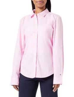 Tommy Hilfiger Damen Hemd Organic Cotton Poplin Regular-Fit Langarm, Rosa (Iconic Pink), 34 von Tommy Hilfiger
