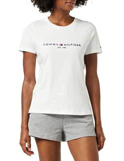 Tommy Hilfiger Damen Heritage C-nk Reg Tee Ww0ww31999 Kurzarm Strickoberteile, Weiß (White), L EU von Tommy Hilfiger