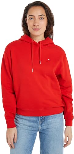 Tommy Hilfiger Damen Hoodie Flag On Chest mit Kapuze, Rot (Fierce Red), S von Tommy Hilfiger