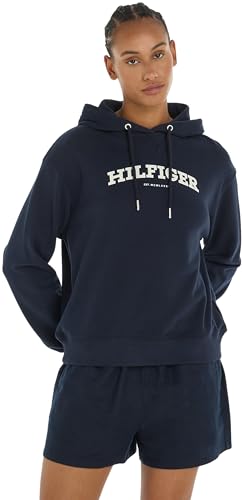 Tommy Hilfiger Damen Hoodie mit Kapuze, Blau (Desert Sky), S von Tommy Hilfiger