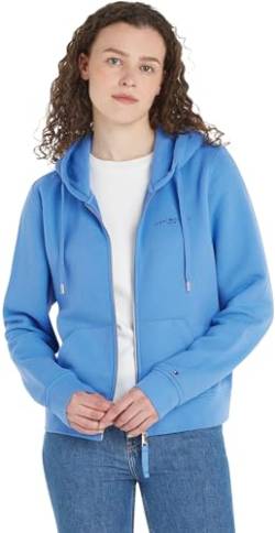 Tommy Hilfiger Damen Hoodie mit Reißverschluss 1985 Reg Mini Corp Zip Hoodie Zipper, Blau (Blue Spell), L von Tommy Hilfiger