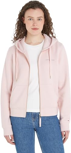 Tommy Hilfiger Damen Hoodie mit Reißverschluss 1985 Reg Mini Corp Zip Hoodie Zipper, Rosa (Whimsy Pink), XS von Tommy Hilfiger