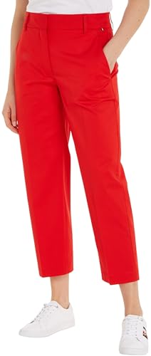 Tommy Hilfiger Damen Hose Chino Slim Fit, Rot (Fierce Red), 44 von Tommy Hilfiger