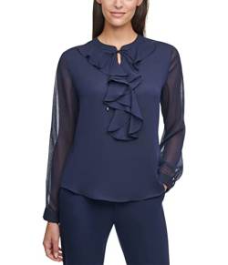 Tommy Hilfiger Damen Hsvth17a-mittelgroß Bluse, Mitternacht/Ausflug, einfarbig (Midnight//Getaway Solids), Mittel von Tommy Hilfiger