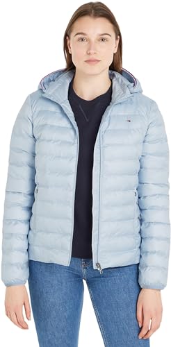 Tommy Hilfiger Damen Jacke Padded Global Stripe Jacket Übergangsjacke, Blau (Breezy Blue), XL von Tommy Hilfiger