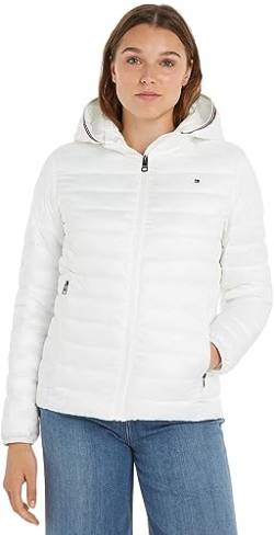 Tommy Hilfiger Damen Jacke Padded Global Stripe Jacket Übergangsjacke, Weiß (Ecru), L von Tommy Hilfiger