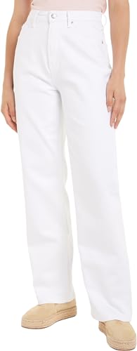 Tommy Hilfiger Damen Jeans Relaxed Straight High Waist, Weiß (Th Optic White), 29W/30L von Tommy Hilfiger