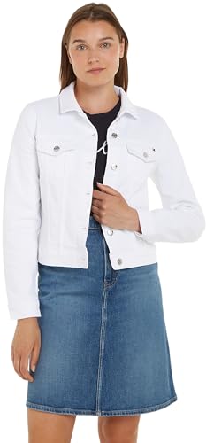 Tommy Hilfiger Damen Jeansjacke Denim Slim Jacket mit Stretch, Weiß (Th Optic White), 46 von Tommy Hilfiger