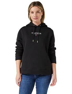 Tommy Hilfiger Damen Kapuzenpullover Hilfiger Hoodie LS Fleece aus Baumwoll-Mix, Schwarz (Black), L [Amazon Exclusive] von Tommy Hilfiger