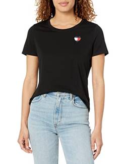 Tommy Hilfiger Damen Kurzarm Graphic T-Shirt, Schwarz Herz, Klein von Tommy Hilfiger