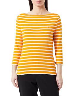 Tommy Hilfiger Damen Langarmshirt Slim U-Boot-Ausschnitt, Mehrfarbig (Breton Stp/ Rich Ochre/ Ecru), M von Tommy Hilfiger