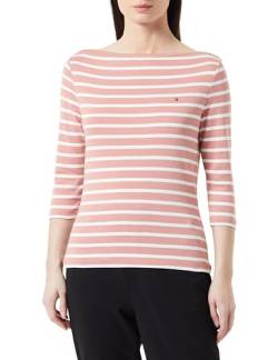 Tommy Hilfiger Damen Langarmshirt Slim U-Boot-Ausschnitt, Mehrfarbig (Breton Stp/ Teaberry/ Ecru), L von Tommy Hilfiger