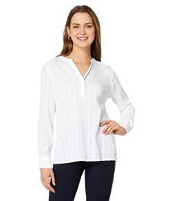 Tommy Hilfiger Damen Langarmshirt mit Y-Ausschnitt, Helles Weiß, Mittel von Tommy Hilfiger