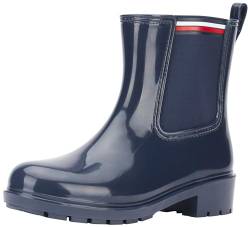 Tommy Hilfiger Damen Low Boot Stiefel Essential Corporate Rainboot Gummistiefel, Mehrfarbig (Space Blue), 38 EU von Tommy Hilfiger