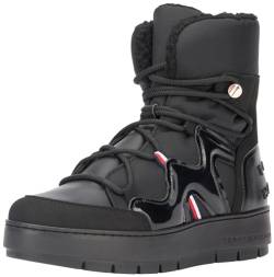 Tommy Hilfiger Damen Mid Boot Stiefel Patent Snowboot Winterstiefel, Schwarz (Black), 36 EU von Tommy Hilfiger