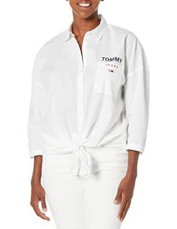 Tommy Hilfiger Damen Oversize Kragen Buton Up Shirt, Helles Weiß, X-Groß von Tommy Hilfiger