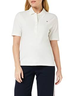 Tommy Hilfiger Damen Poloshirt Kurzarm 1985 Pique Polo Regular Fit, Weiß (Ecru), L von Tommy Hilfiger