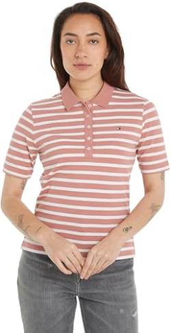 Tommy Hilfiger Damen Poloshirt Kurzarm 1985 Pique Stripe Polo Regular Fit, Mehrfarbig (Breton Stp/ Teaberry/ Ecru), XL von Tommy Hilfiger