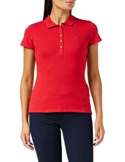 Tommy Hilfiger Damen Poloshirt Kurzarm Heritage Slim Fit, Rot (Apple Red), S von Tommy Hilfiger