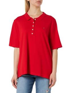 Tommy Hilfiger Damen Poloshirt Kurzarm Regular Fit, Rot (Fierce Red), 46 von Tommy Hilfiger