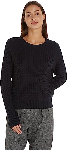 Tommy Hilfiger Damen Pullover C-Neck Strickpullover, Schwarz (Black), 3XL von Tommy Hilfiger