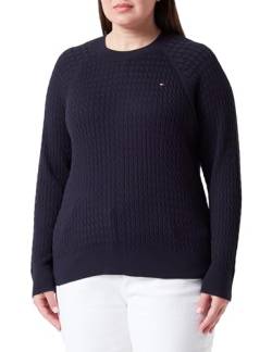 Tommy Hilfiger Damen Pullover Cable Sweater Strickpullover, Blau (Desert Sky), 48 von Tommy Hilfiger