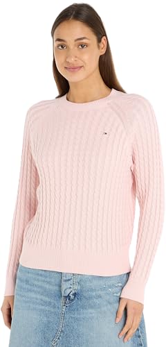 Tommy Hilfiger Damen Pullover Co Cable Crew Neck Sweater Strickpullover, Rosa (Whimsy Pink), M von Tommy Hilfiger