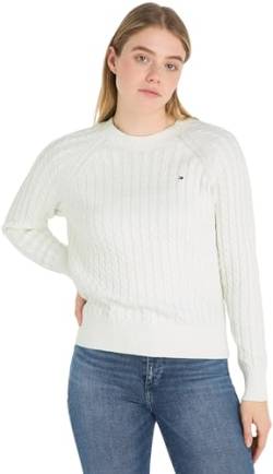 Tommy Hilfiger Damen Pullover Co Cable Crew Neck Sweater Strickpullover, Weiß (Ecru), L von Tommy Hilfiger