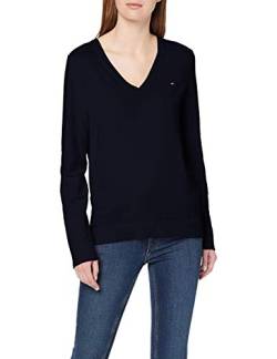 Tommy Hilfiger Damen Heritage V-nk Sweater Ww0ww25294 Pullover, Blau (Midnight), XS EU von Tommy Hilfiger