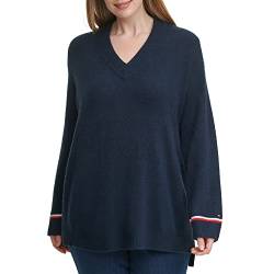 Tommy Hilfiger Damen Pullover mit V-Ausschnitt, Himmel, 1X von Tommy Hilfiger