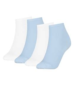 Tommy Hilfiger Damen Quarter Socken Kurzsocken Casual Short Socks 4 Paar, Farbe:Mehrfarbig, Menge:4 Paar (2x 2er Pack), Größe:39-42, Artikel:-023 blue von Tommy Hilfiger