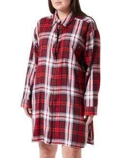 Tommy Hilfiger Damen Shirt Nightdress FL (EXT Sizes) UW0UW04874 Nachthemden, Rot (Women Apparel Plaid Red), 3XL von Tommy Hilfiger