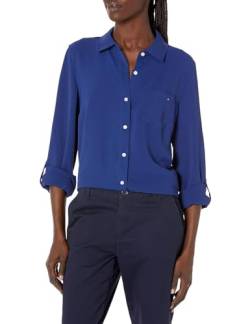 Tommy Hilfiger Damen Shirts, lässige Oberteile Hemd mit Button-Down-Kragen, Blau (Deep Sea), X-Groß von Tommy Hilfiger
