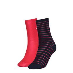 Tommy Hilfiger Damen Small Stripe Socks Socken, Rot Navy, 39-42 von Tommy Hilfiger