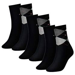 Tommy Hilfiger Damen Socken, Check Sock, Strümpfe, Rauten, 6er Pack (Schwarz, 39-42 (6 Paar)) von Tommy Hilfiger