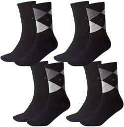 Tommy Hilfiger Damen Socken Check Casual Socken 4er Pack, Größe:35-38, Farbe:Black (200) von Tommy Hilfiger