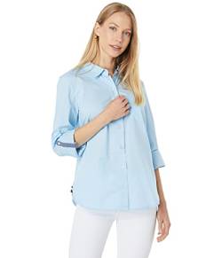 Tommy Hilfiger Damen Solid Button Kragen Hemd mit verstellbaren Ärmeln, Crystal Blue, XX-Large von Tommy Hilfiger