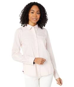 Tommy Hilfiger Damen Solide Rolllasche Hemd mit Button-Down-Kragen, Ballerina Pink 01, M von Tommy Hilfiger