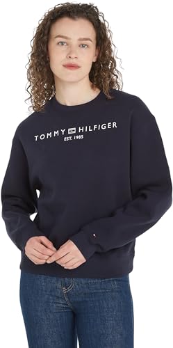 Tommy Hilfiger Damen Sweatshirt Mdrn Reg Corp Logo C-Nk Swtshrt ohne Kapuze, Blau (Desert Sky), M von Tommy Hilfiger