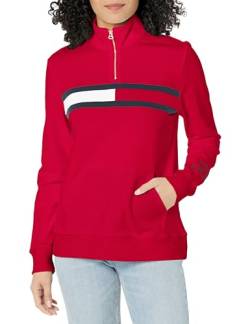Tommy Hilfiger Damen Sweatshirt mit Logo Pullover, Chili Pepper, L von Tommy Hilfiger
