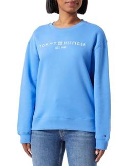 Tommy Hilfiger Damen Sweatshirt ohne Kapuze, Blau (Blue Spell), L von Tommy Hilfiger