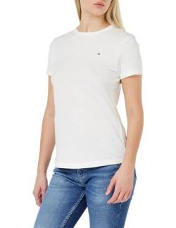 Tommy Hilfiger Damen T-Shirt Kurzarm 1985 Slub Slim Fit, Weiß (Th Optic White), XL von Tommy Hilfiger